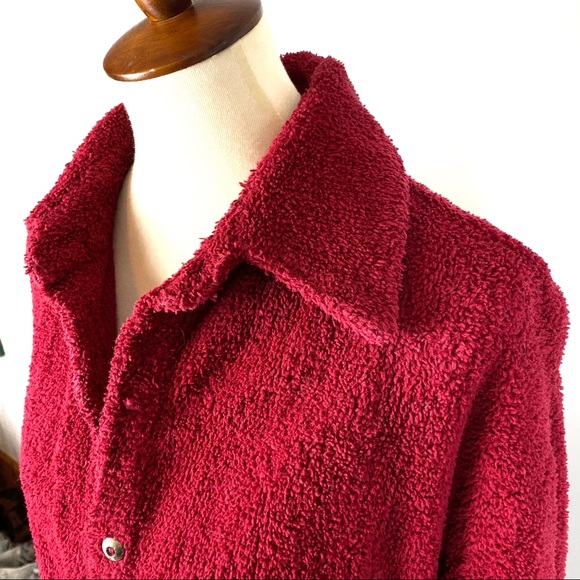 Vintage Monterey Bay Cherry Red Teddy Style Cotton Oversized Jacket Size 8 - Picture 2 of 8